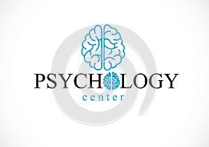 Human anatomical brain, mental health psychology conceptual logo