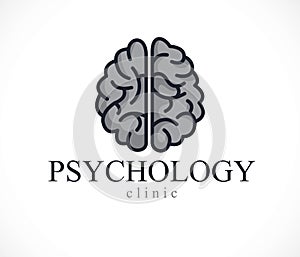 Human anatomical brain, mental health psychology conceptual logo