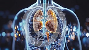 Human Anatomy D Lungs  Data Visualization  Futuristic Medical Scan Concept