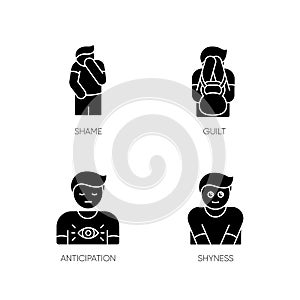 Human behaviour black glyph icons set on white space