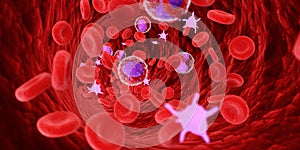 The human blood cells and lymphocytes