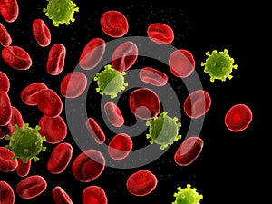 Human blood cells and viruses