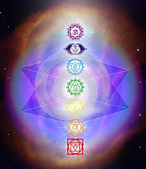 Human body 7 Chakras energy system, yoga meditation, rainbiw spiritual energy healing, merkaba, star soul portal