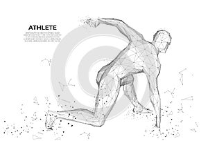 Human body low poly wireframe. Athlete, Running man from triangles, low poly style sport concept. human anatomy. futuristic image