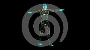 Human body low poly wireframe. Futuristic scan set, human hologram, body x-ray, 3d model in HUD style. Polygonal