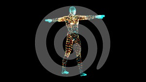 Human body low poly wireframe. Futuristic scan set, human hologram, body x-ray, 3d model in HUD style. Polygonal