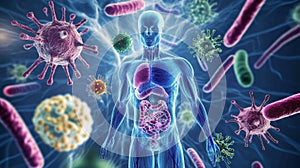 Human Body with Microorganisms
