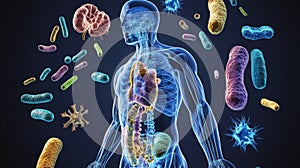 Human Body with Microorganisms