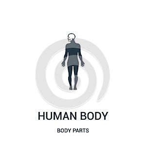 human body silhouette with focus on the head icon vector from body parts collection. Thin line human body silhouette with focus on