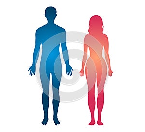 Human body silhouette man and women body vector illustration.