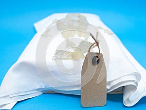 Human body skeleton with tag label in morgue