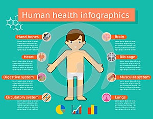 Human body systems medical infographics