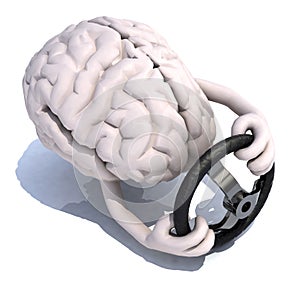 Human brain with arms and steering wheel car