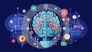 Human brain and Artificial intelligence concept on dark blue background