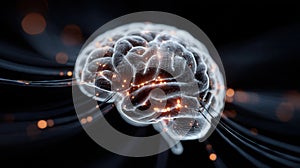 Human brain artificial intelligence connection. Thinking process neural network. Ai machine learning developing