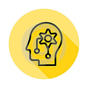 human, brain, artificial, intelligence outline icon in long shadow style