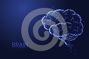 Human brain background vector. Low poly concept of medicine, mental health, nervous system, innovative technology.