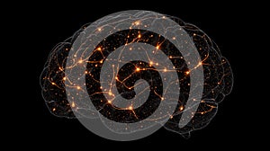 Human brain on black background, 3D rendering. Computer digital drawing.