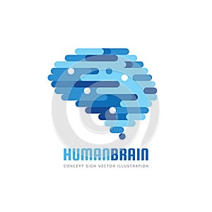 Human brain - business vector logo template concept illustration in flat style. Abstract creative idea sign. Geometric structure.