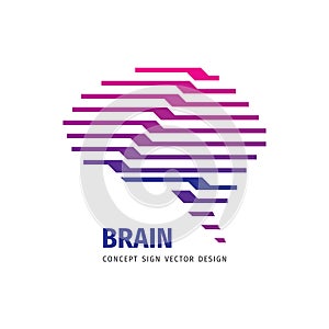 Human brain - business vector logo template concept illustration in flat style. Abstract creative idea sign. Geometric structure