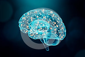 Human brain. Cerebral or neuronal activity concept. Science, cognition, psychology, memory conceptual illustration