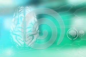 Human brain, cerebrum research concept - highly detailed electronic background or texture, medical 3D illustration