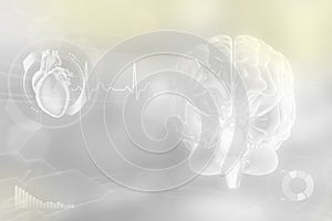 Human brain, cerebrum research concept - very detailed electronic texture, medical 3D illustration