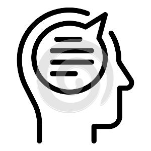 Human brain chat icon, outline style