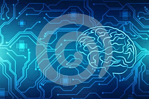 Human brain with circuit board background, Creative brain concept background, innovation background