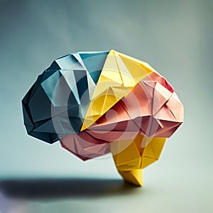 The human brain colors paper origamy style