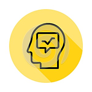 human, brain, communication outline icon in long shadow style