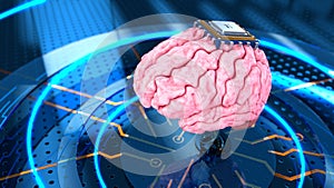 Human brain with computer processor.