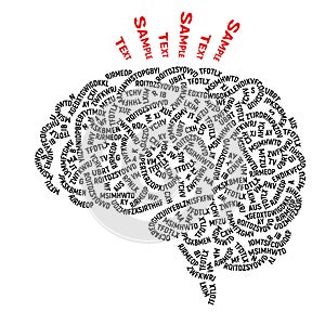 Human brain consists of disorderly interlacing string of random letters photo