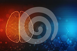 Human brain 2d illustration, Digital illustration of Human brain structure, Creative brain concept background, Concept of Thinking