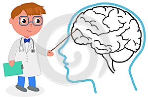 Human brain and doctor vector illustration