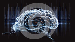 human brain with energy waves, Generative AI