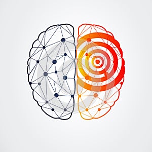 Human brain with epilepsy activity, vector illustration