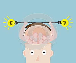 Human brain exercise with fresh bulb idea