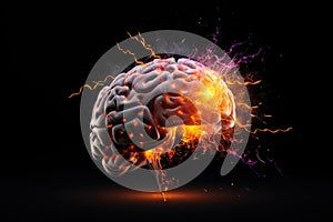 human brain explodes with ideas concept Think differently creative