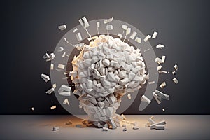 human brain explodes with ideas concept Think differently creative