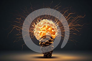 human brain explodes with ideas concept Think differently creative