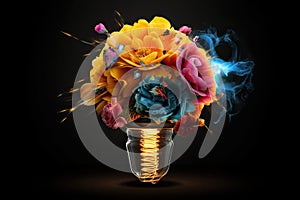 human brain explodes with ideas concept Think differently creative