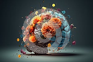 human brain explodes with ideas concept Think differently creative