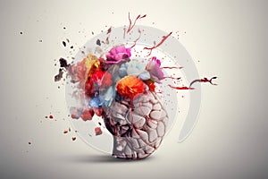 human brain explodes with ideas concept Think differently creative