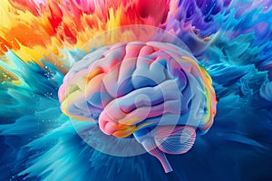 human brain explodes with imagination and beautiful colors