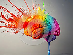 human brain exploding with creativity thanks to artificial intelligence support - AI.
