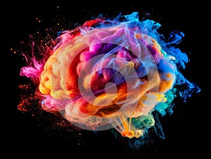 human brain exploding with creativity thanks to artificial intelligence support - AI.