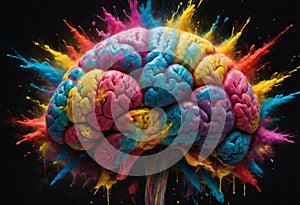 Human brain exploding with knowledge. Generative AI