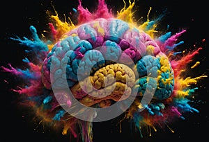 Human brain exploding with knowledge. Generative AI