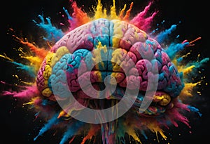 Human brain exploding with knowledge. Generative AI